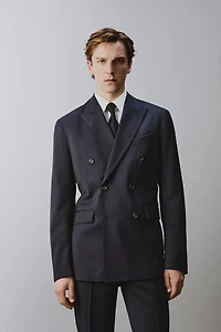 100% WOOL PINSTRIPE SUIT JACKET