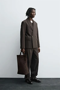 DOUBLE BREASTED WOOL BLEND SUIT JACKET