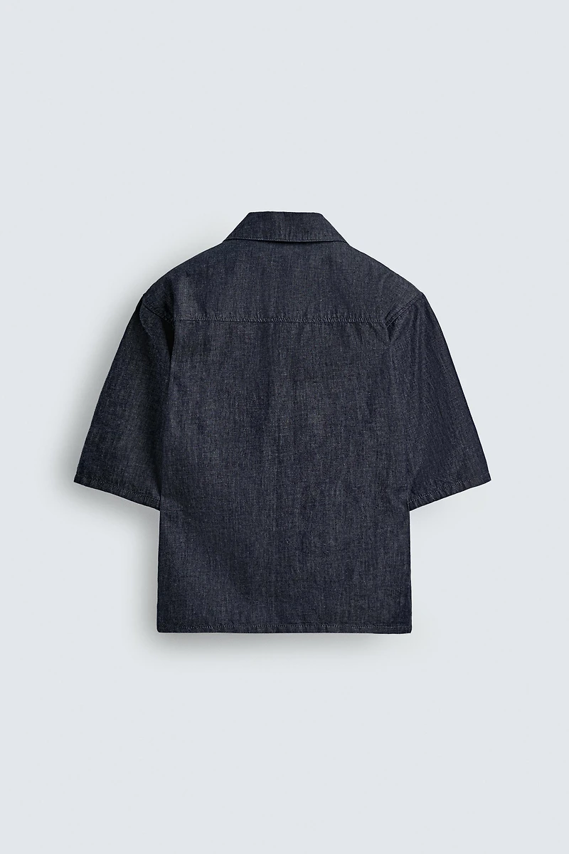 RELAXED FIT DENIM POLO SHIRT