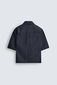 RELAXED FIT DENIM POLO SHIRT