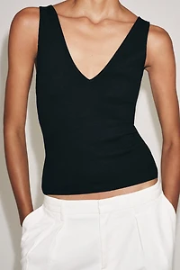RIB V-NECK TOP