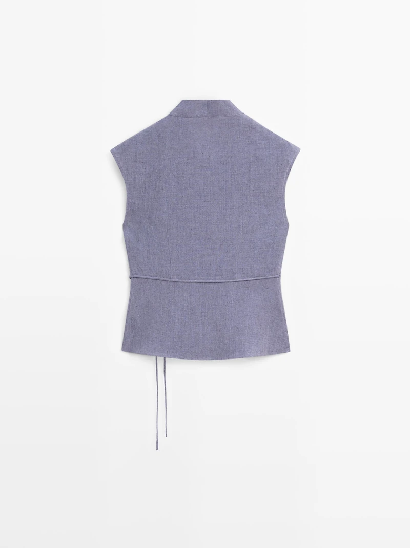 100% linen crossover waistcoat