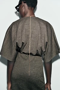 BELTED PIQUE MIDI DRESS