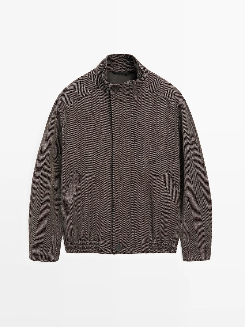 Wool blend herringbone bomber jacket - LIMITED