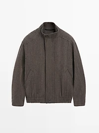 Wool blend herringbone bomber jacket - LIMITED