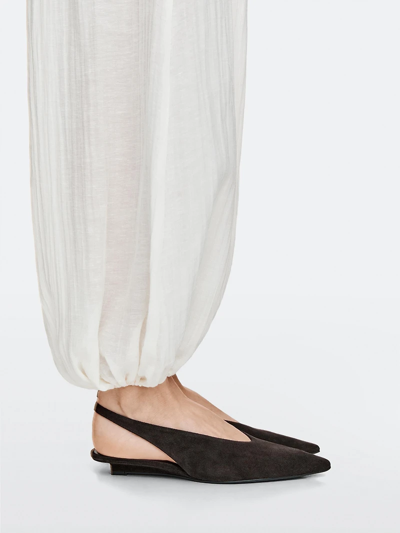 Split suede leather slingback shoes