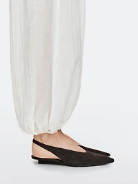 Split suede leather slingback shoes