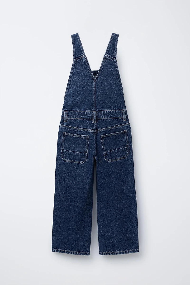 DENIM OVERALLS WITH LABEL