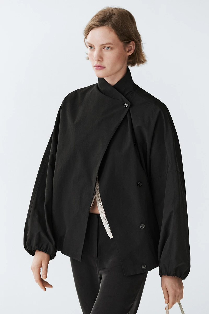 Cotton blend technical jacket with side button