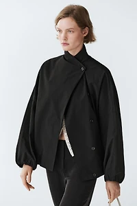 Cotton blend technical jacket with side button