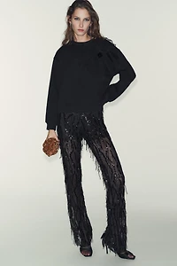 ORGANZA FLOWER SWEATSHIRT