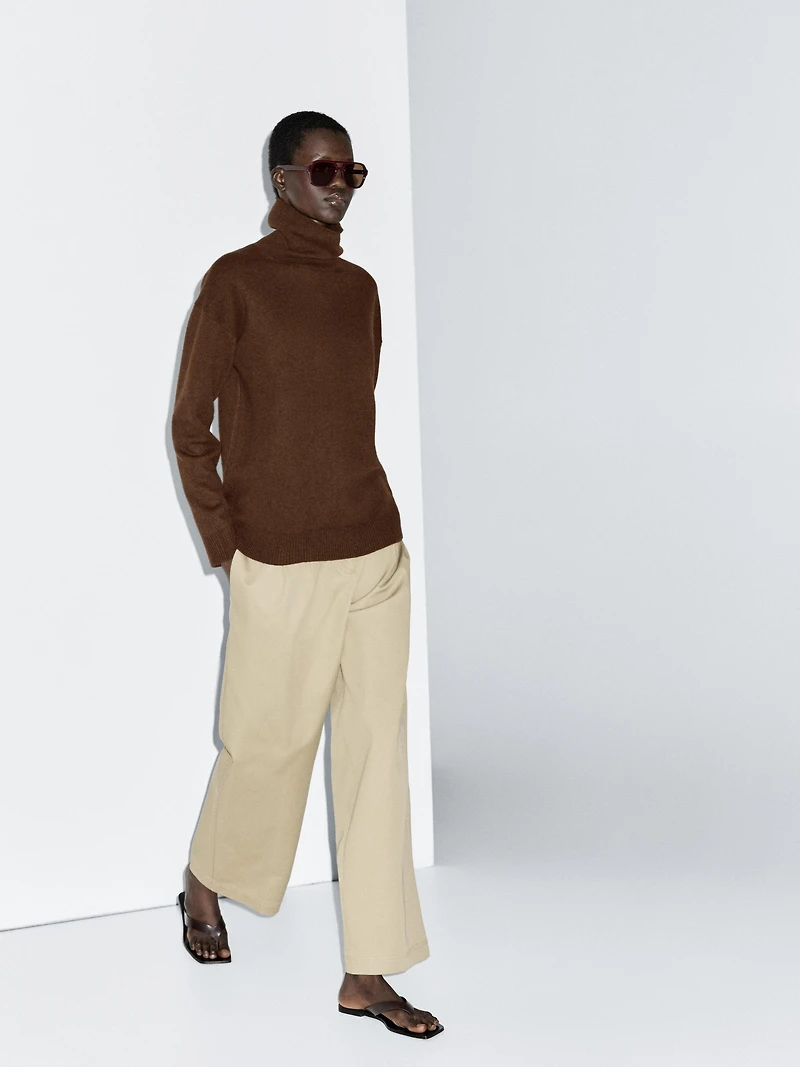 Wool blend knit turtleneck sweater