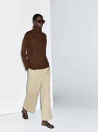 Wool blend knit turtleneck sweater