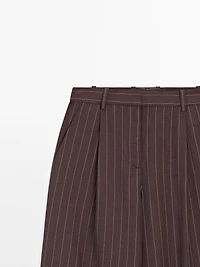 Darted pinstripe trousers