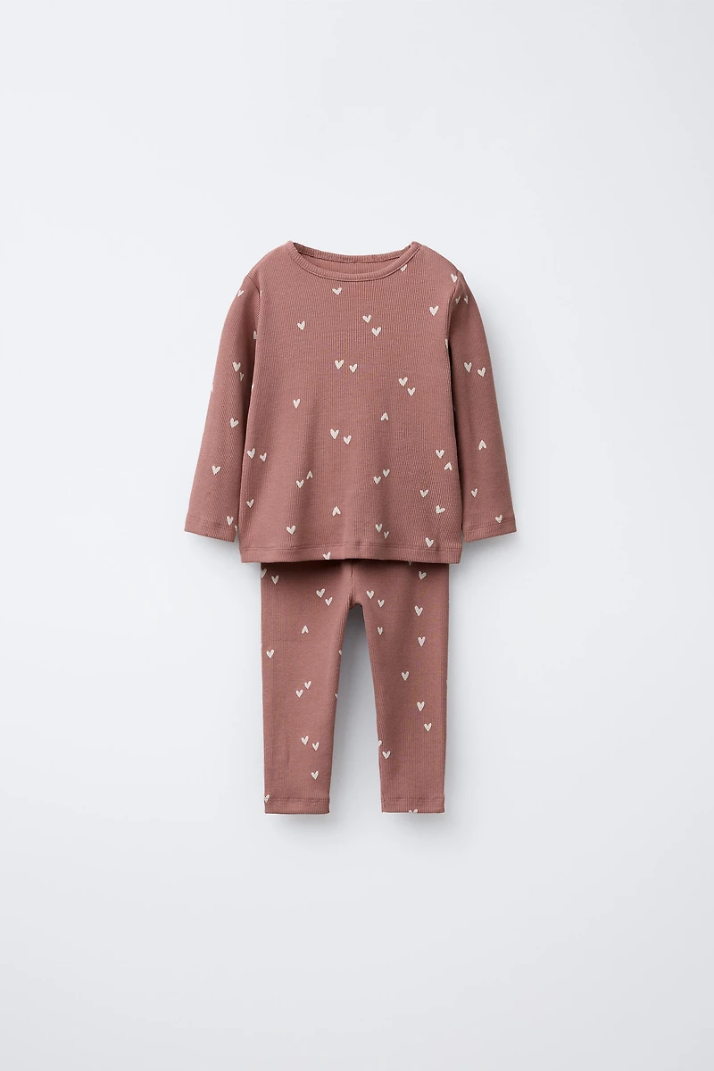 HEART RIB TOP AND LEGGINGS SET