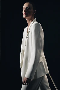 ZW COLLECTION DOUBLE BREASTED BLAZER WITH SHOULDER PADS