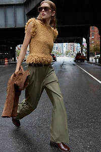 PAPER BAG BELTED PANTS