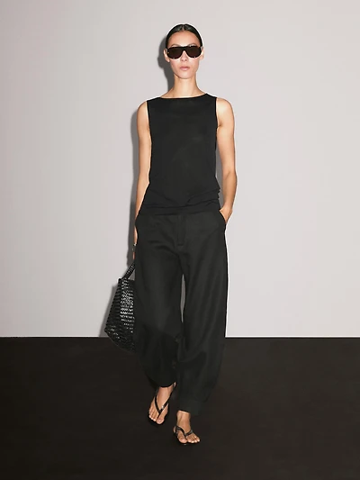 Top décolleté dos drapé 100 % coton