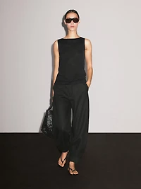 Top décolleté dos drapé 100 % coton