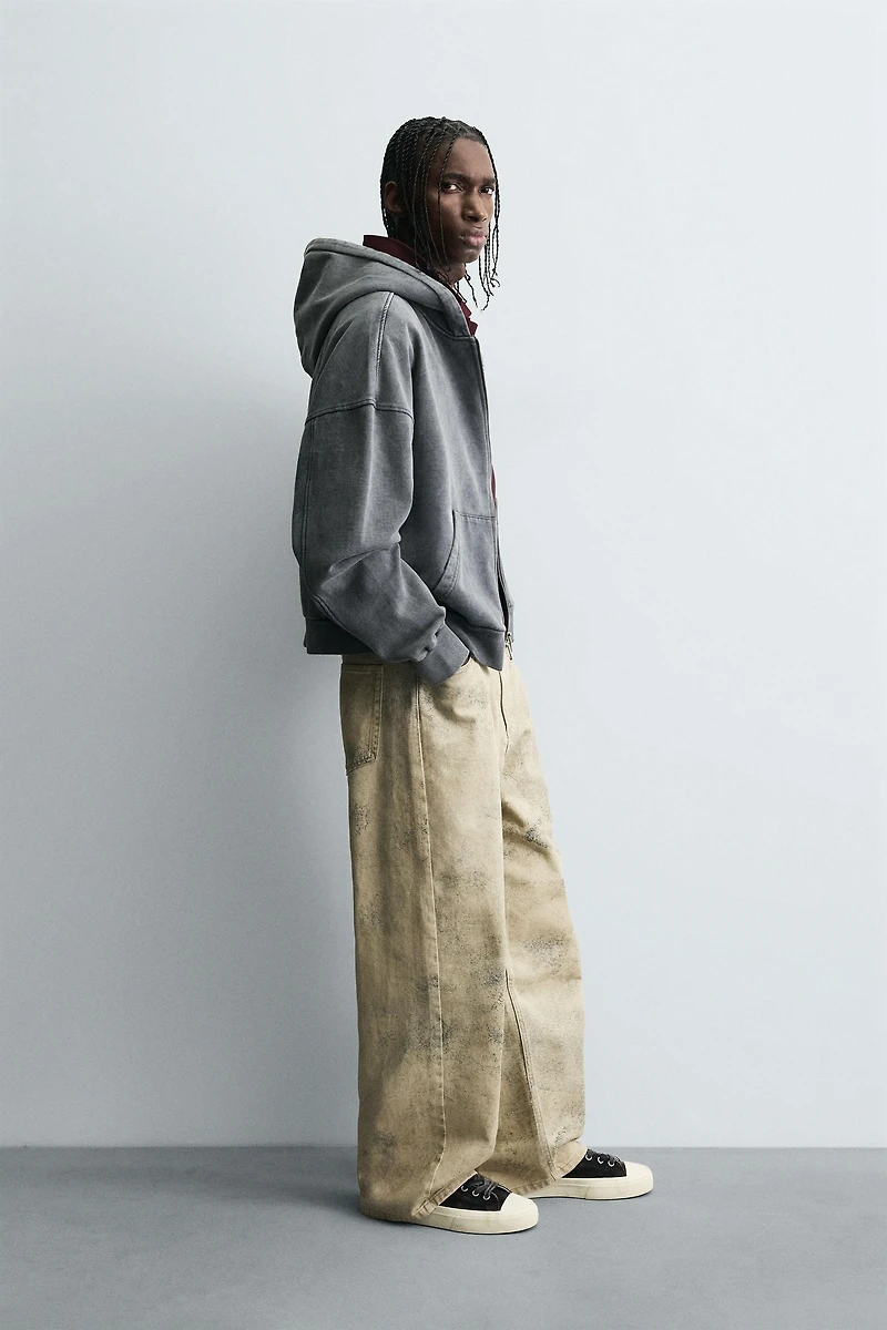 WASHED PRINT BAGGY FIT PANTS