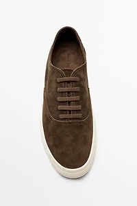 Soft split suede leather sneaker