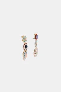 TRIPLE HEART MOON STONE EARRINGS
