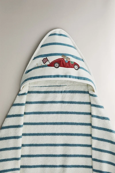 SERVIETTE DE BAIN ENFANT CAPUCHE CHIEN DE COURSE