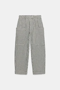 PLAID ELASTIC WAIST TROUSERS