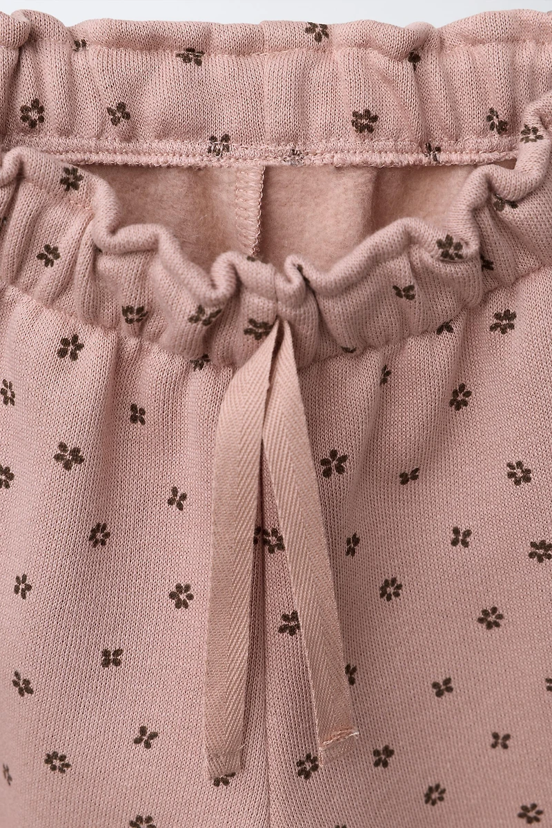 PRINTED PLUSH RUFFLE PANTS