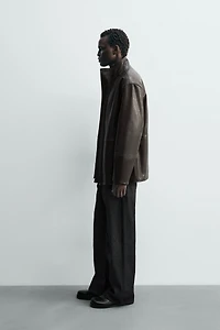 CONTRAST FAUX LEATHER JACKET