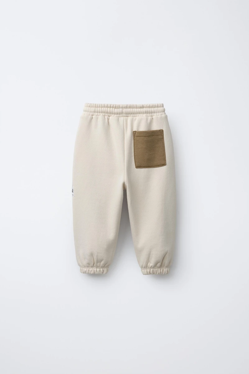 COLOR BLOCK JOGGER PANTS WITH LABEL