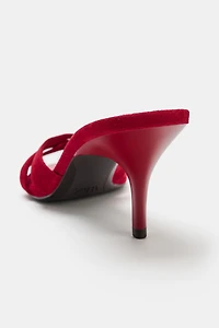 LEATHER HEELED MULE SANDALS