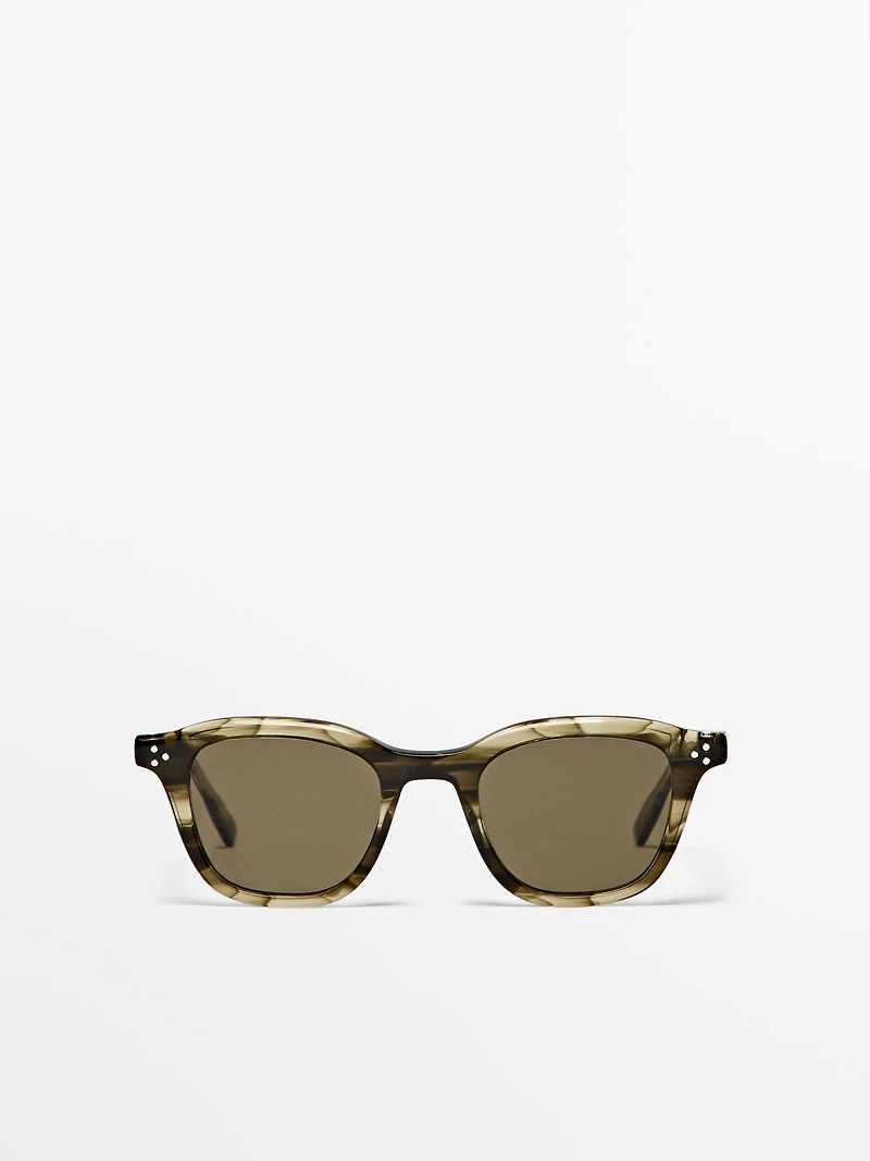 Rectangular tortoiseshell-effect sunglasses