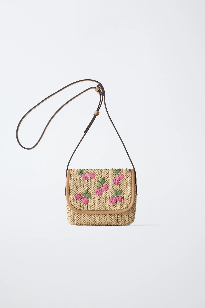RAFFIA CHERRY CROSSBODY BAG