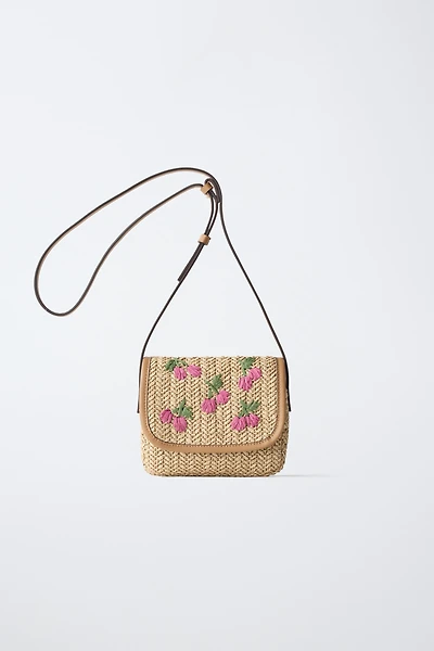 SAC BANDOULIÈRE RAFIA CERISES