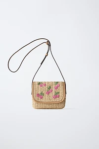 RAFFIA CHERRY CROSSBODY BAG