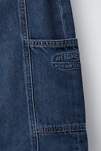 EMBROIDERED POCKET BARREL JEANS
