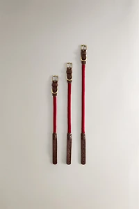 LEATHER AND ROPE DOG NECKLACE