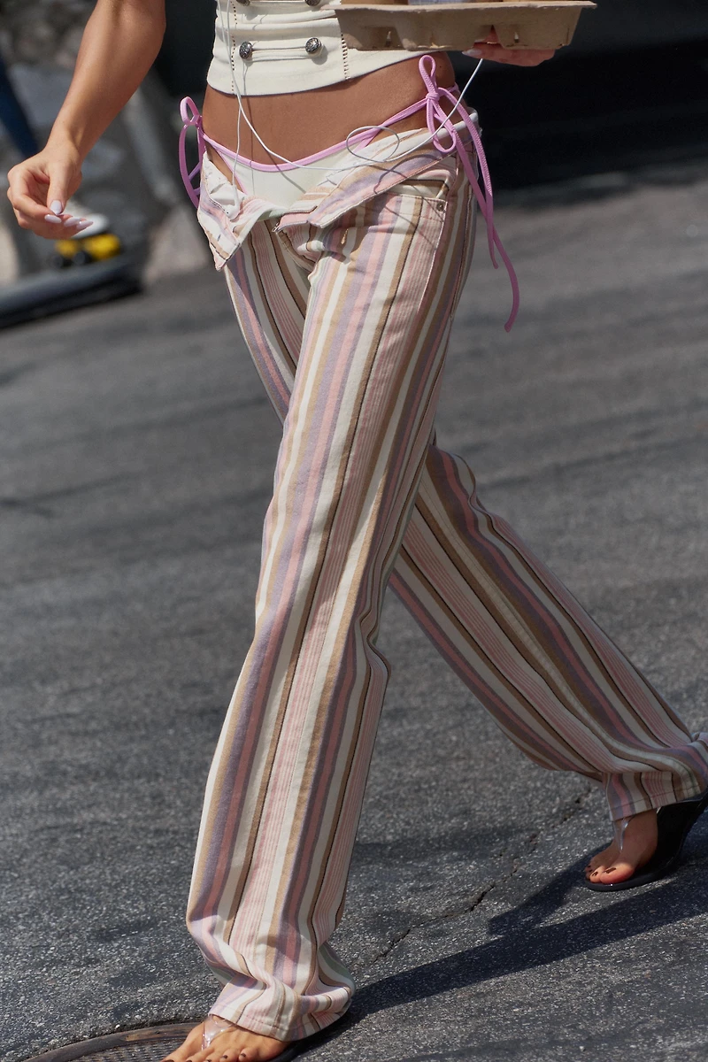 TRF LOW RISE STRIPED WIDE LEG JEANS