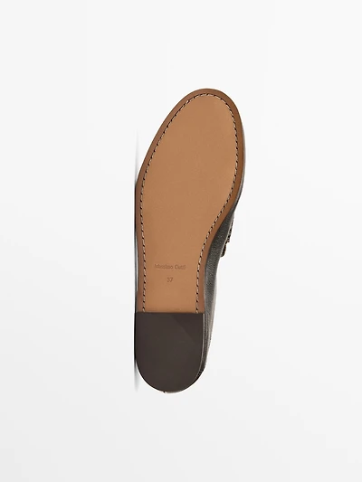 Brushed leather mule loafers