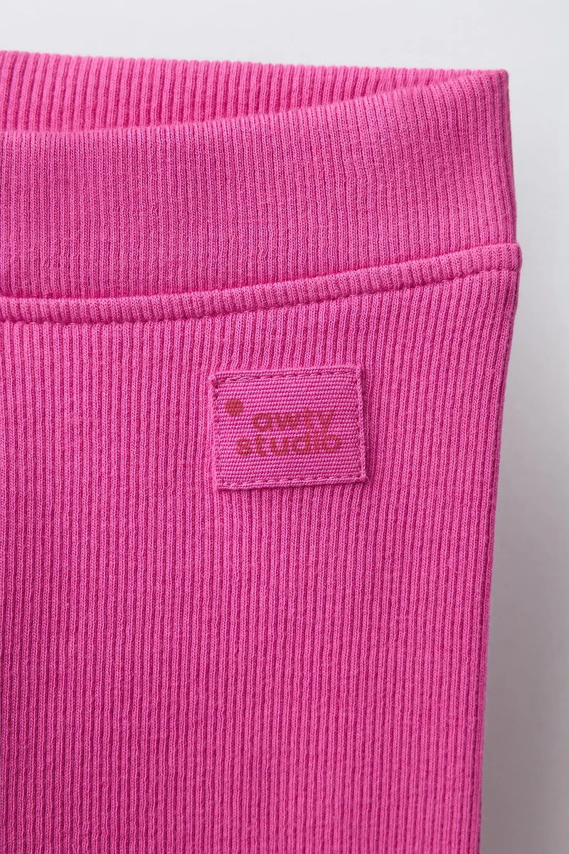 RIBBED LEGGINGS WITH LABEL