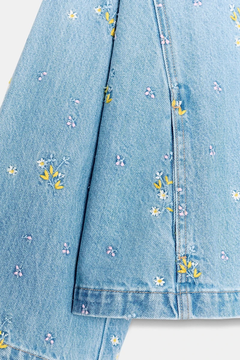 BLOUSON Z1975 EN DENIM À FLEURS BRODÉES