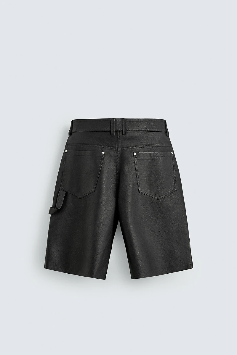 RELAXED FIT FAUX LEATHER SHORTS