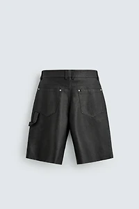 RELAXED FIT FAUX LEATHER SHORTS