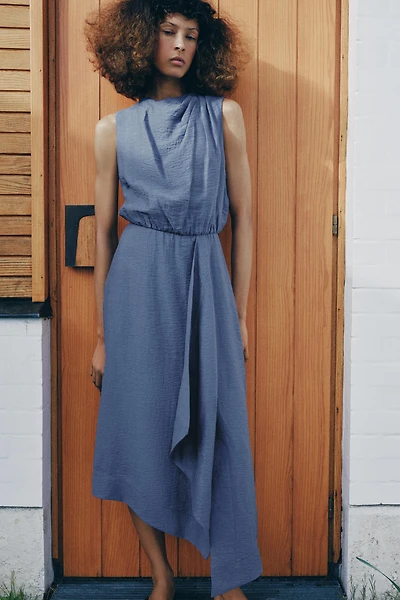SLEEVELESS LINEN MIDI DRESS