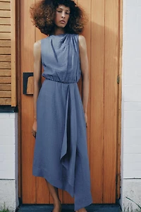 SLEEVELESS LINEN MIDI DRESS
