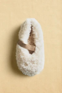 KIDS FAUX SHEARLING BALLET FLATS