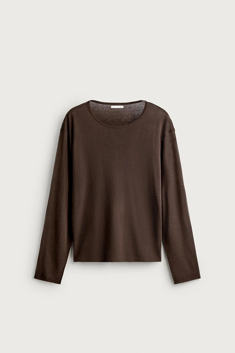 SEMI-SHEER KNIT T-SHIRT