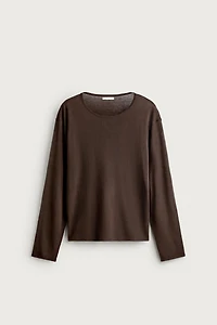SEMI-SHEER KNIT T-SHIRT