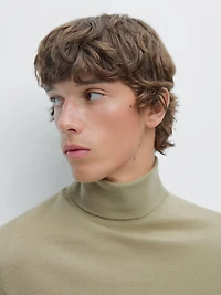 Wool blend high neck knit jumper